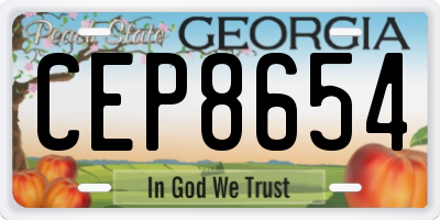 GA license plate CEP8654