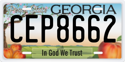 GA license plate CEP8662