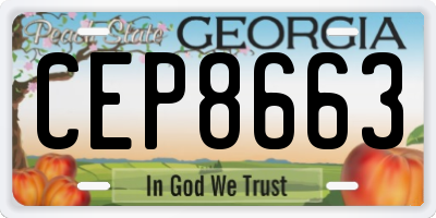 GA license plate CEP8663