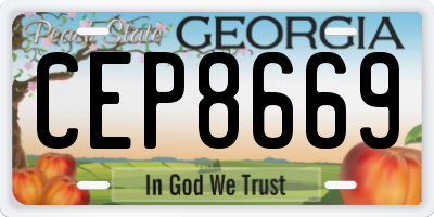 GA license plate CEP8669