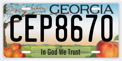 GA license plate CEP8670