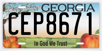 GA license plate CEP8671