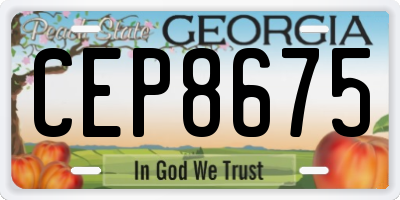 GA license plate CEP8675