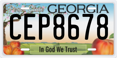 GA license plate CEP8678