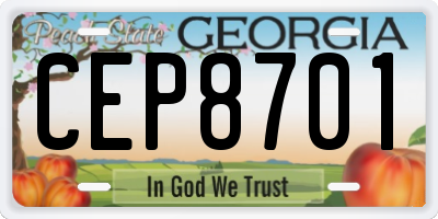 GA license plate CEP8701