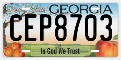 GA license plate CEP8703