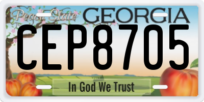 GA license plate CEP8705