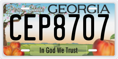 GA license plate CEP8707