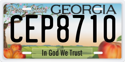 GA license plate CEP8710