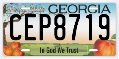 GA license plate CEP8719