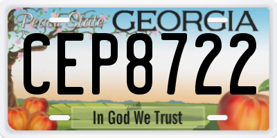 GA license plate CEP8722