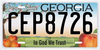 GA license plate CEP8726