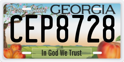 GA license plate CEP8728