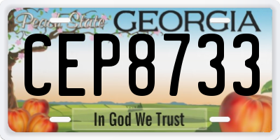 GA license plate CEP8733