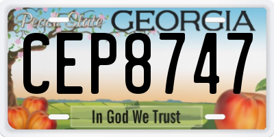 GA license plate CEP8747