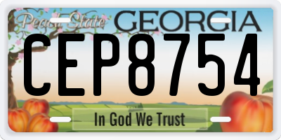 GA license plate CEP8754