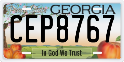 GA license plate CEP8767