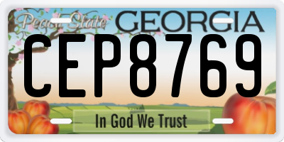 GA license plate CEP8769
