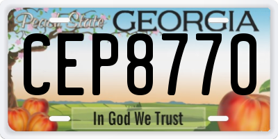 GA license plate CEP8770