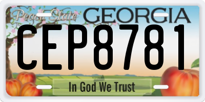 GA license plate CEP8781