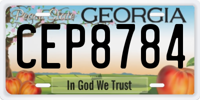 GA license plate CEP8784