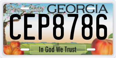 GA license plate CEP8786