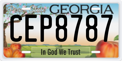 GA license plate CEP8787