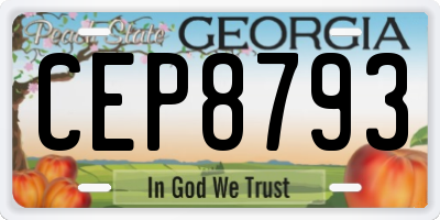 GA license plate CEP8793