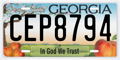 GA license plate CEP8794