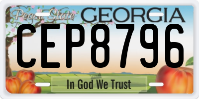 GA license plate CEP8796
