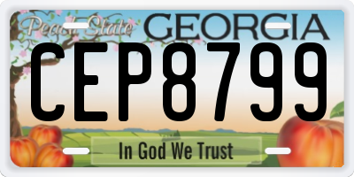 GA license plate CEP8799