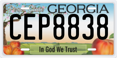 GA license plate CEP8838