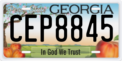 GA license plate CEP8845