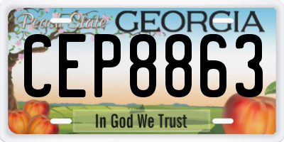 GA license plate CEP8863