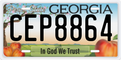 GA license plate CEP8864