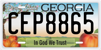 GA license plate CEP8865