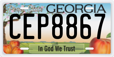 GA license plate CEP8867