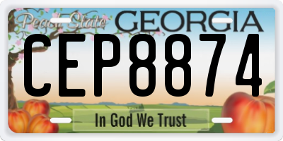 GA license plate CEP8874