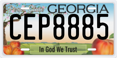 GA license plate CEP8885