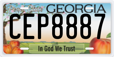 GA license plate CEP8887