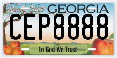 GA license plate CEP8888