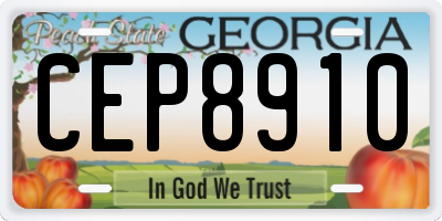 GA license plate CEP8910