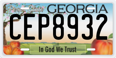 GA license plate CEP8932