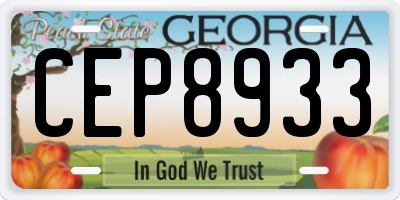 GA license plate CEP8933