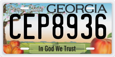 GA license plate CEP8936