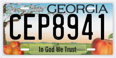 GA license plate CEP8941
