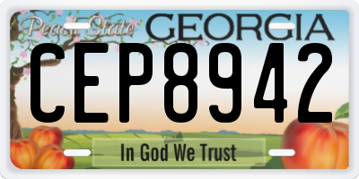 GA license plate CEP8942