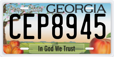 GA license plate CEP8945