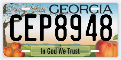 GA license plate CEP8948