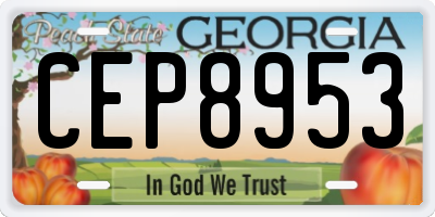 GA license plate CEP8953